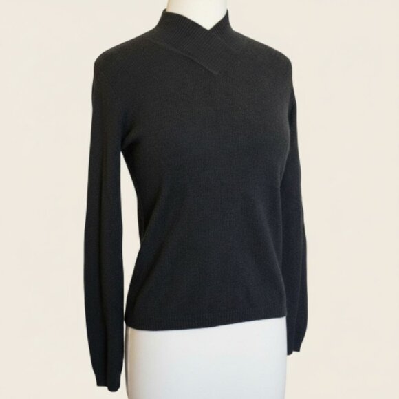Investments 100% Cashmere Sweater Women’s S Black Mock Neck Soft Knit Pullover - Picture 1 of 11
